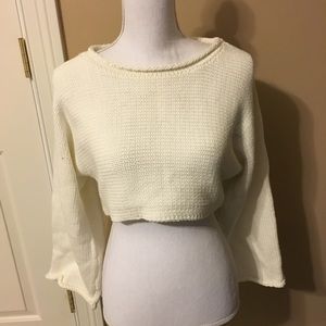 White Knitted Cropped Sweater